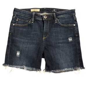 AG Adriano Goldschmied Brooke Bermuda Denim Shorts Distressed Frayed Hem Size 26
